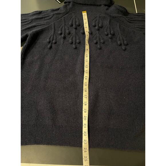 Avenue Women's Plus Size 18 Blue Turtleneck Pom Pom Sweater Pullover Fall Winter - Picture 9 of 9